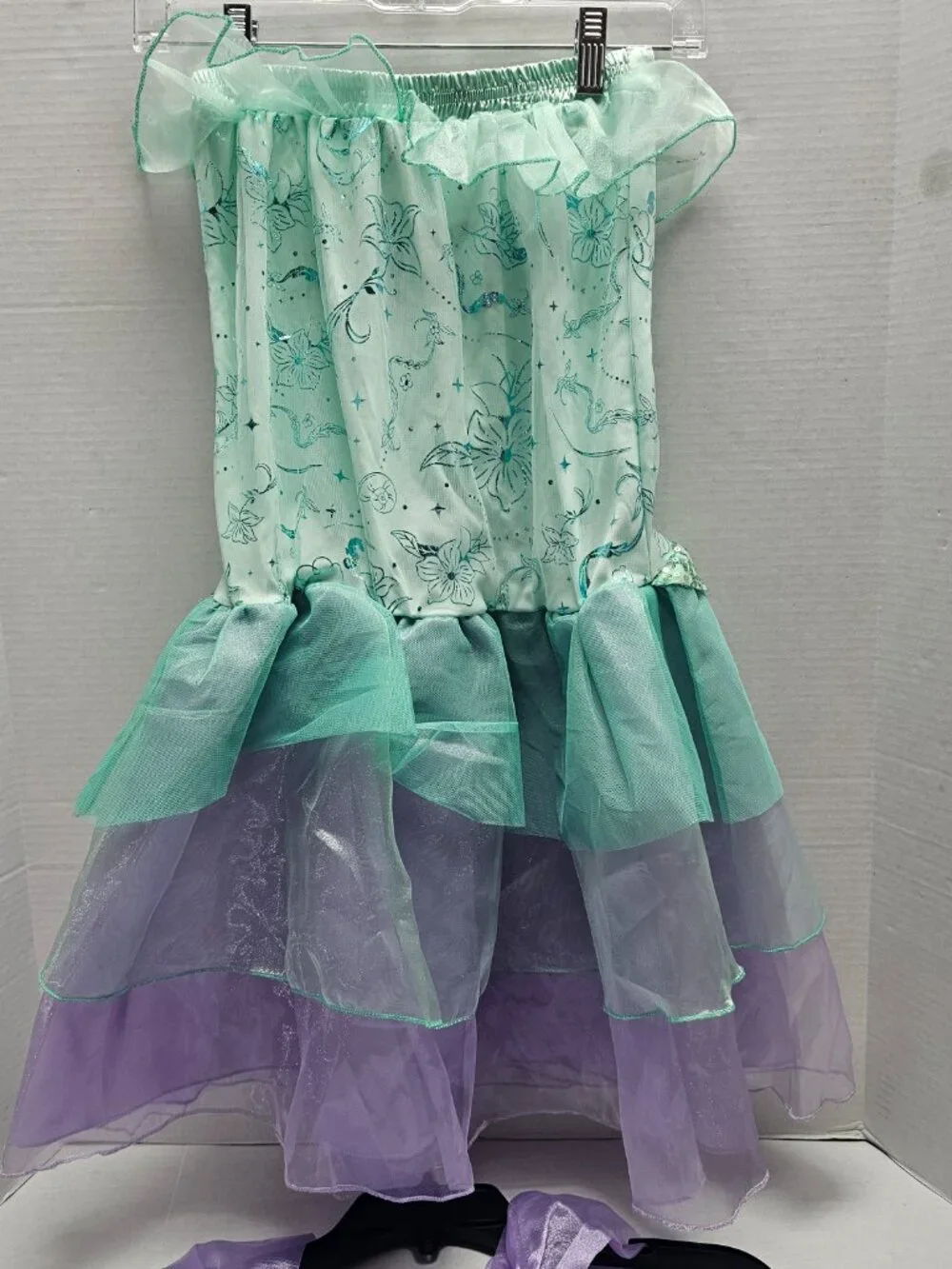 Disney Store Princess Ariel Costume 2pc Top Skirt Sparkling Purple Green 7/8